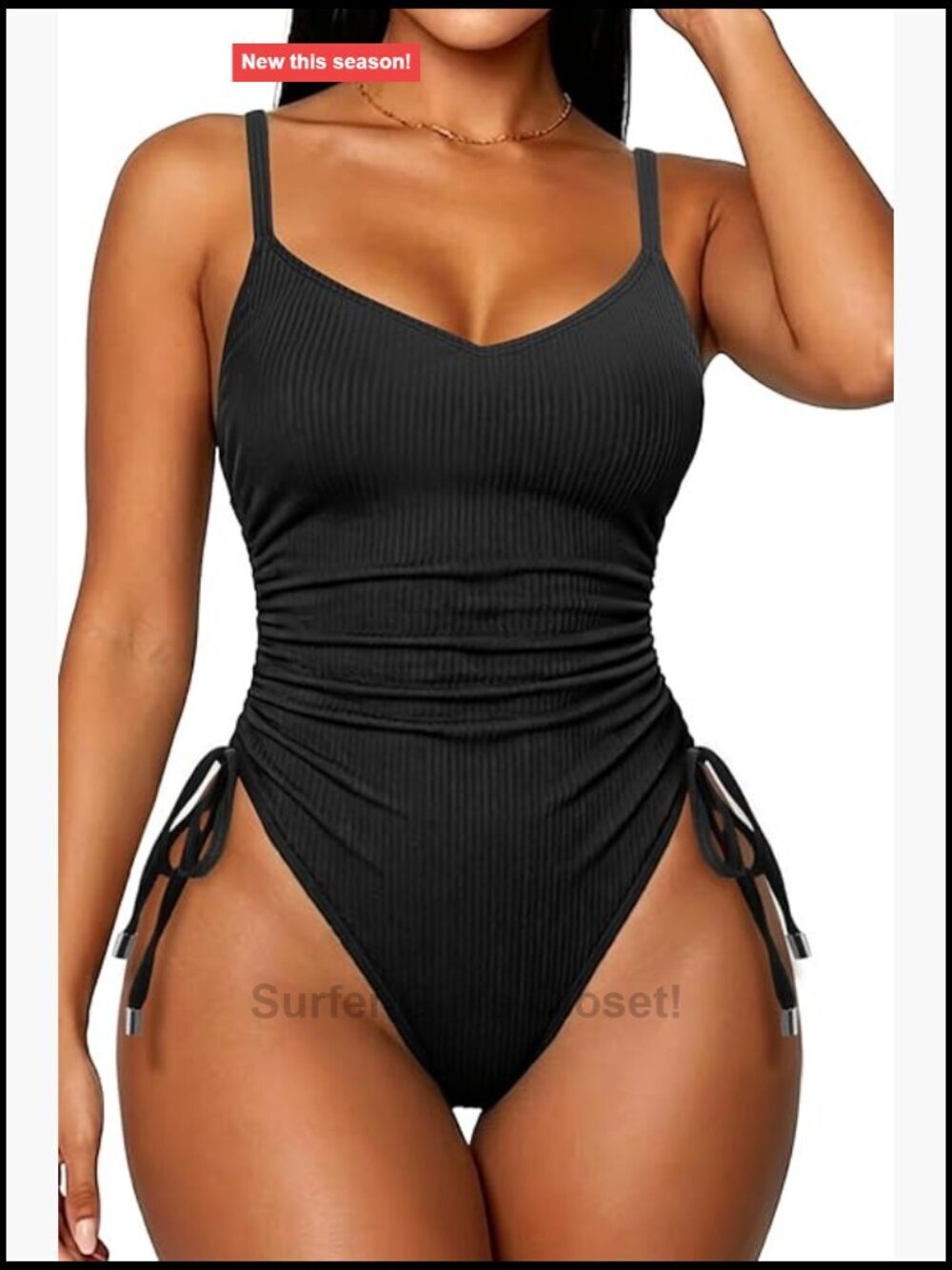 Tummy Control One Piece Swimsuit High Cut Cheeky Ribbed Swimwear